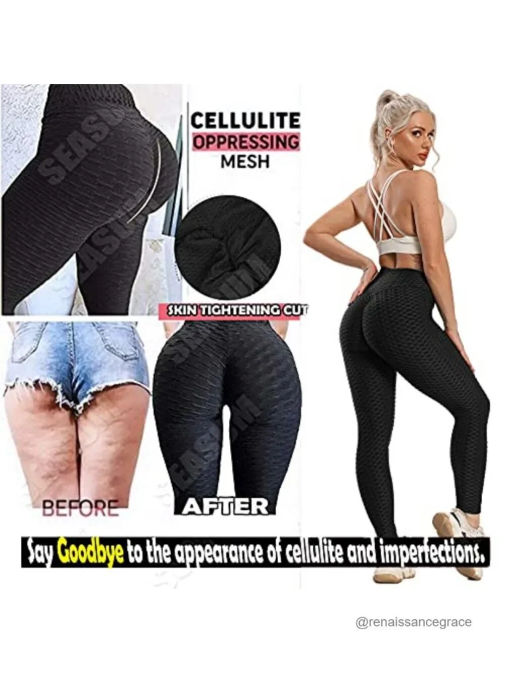 High Waist Tummy Control Booty Leggings Textured Scrunch Yoga Pants